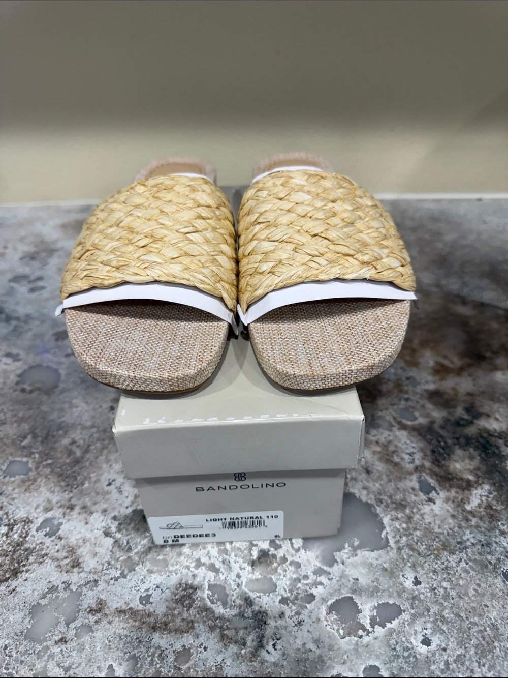 Bandolino Light Natural Woven Slide Sandals